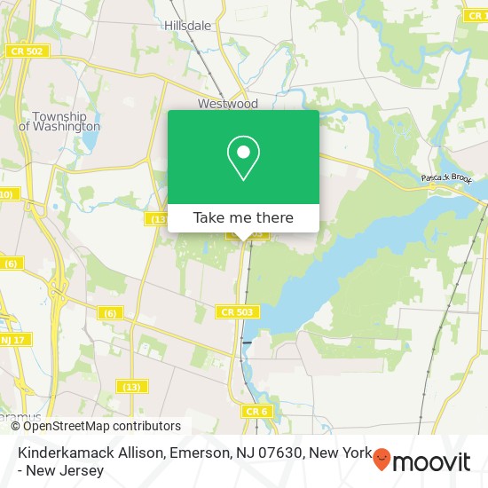 Mapa de Kinderkamack Allison, Emerson, NJ 07630