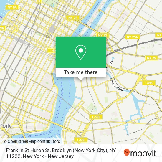 Mapa de Franklin St Huron St, Brooklyn (New York City), NY 11222