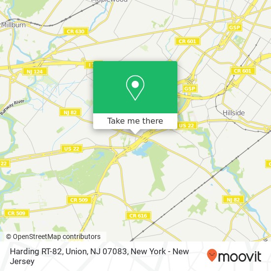Mapa de Harding RT-82, Union, NJ 07083