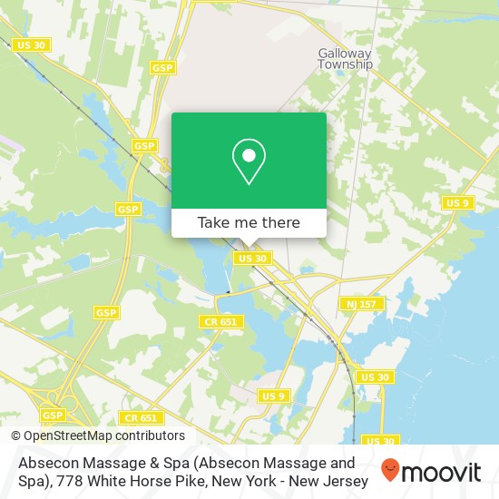 Mapa de Absecon Massage & Spa (Absecon Massage and Spa), 778 White Horse Pike