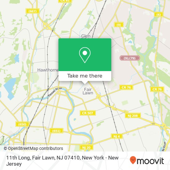 Mapa de 11th Long, Fair Lawn, NJ 07410