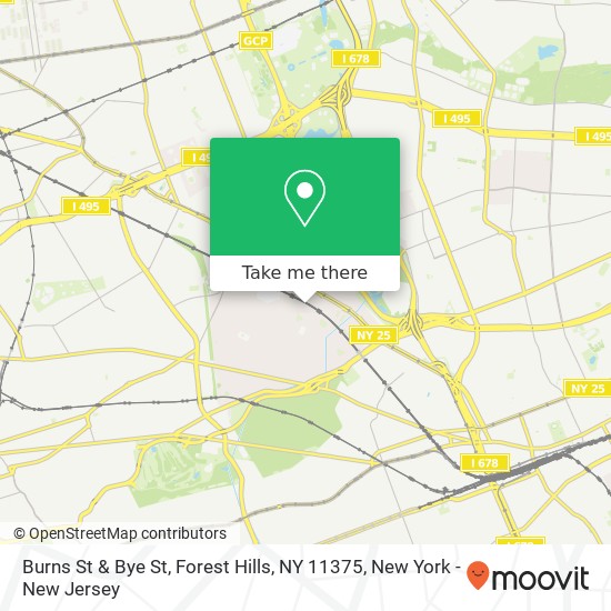 Mapa de Burns St & Bye St, Forest Hills, NY 11375
