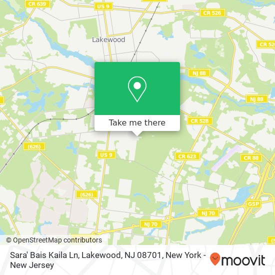 Mapa de Sara' Bais Kaila Ln, Lakewood, NJ 08701