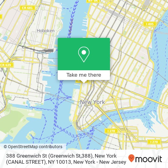 Mapa de 388 Greenwich St (Greenwich St,388), New York (CANAL STREET), NY 10013