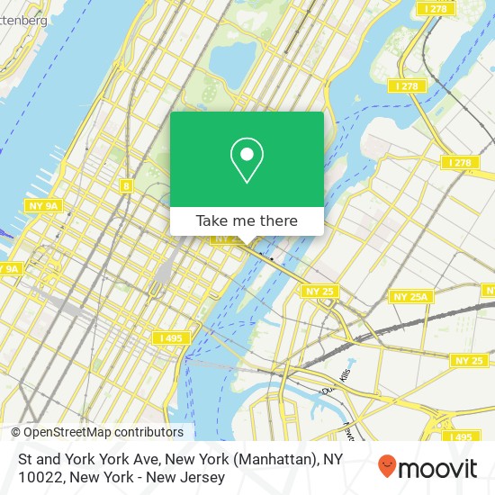 Mapa de St and York York Ave, New York (Manhattan), NY 10022