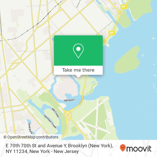 Mapa de E 70th 70th St and Avenue Y, Brooklyn (New York), NY 11234