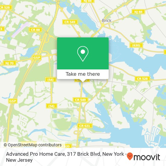 Mapa de Advanced Pro Home Care, 317 Brick Blvd