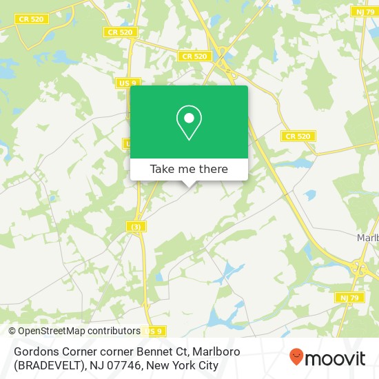 Mapa de Gordons Corner corner Bennet Ct, Marlboro (BRADEVELT), NJ 07746