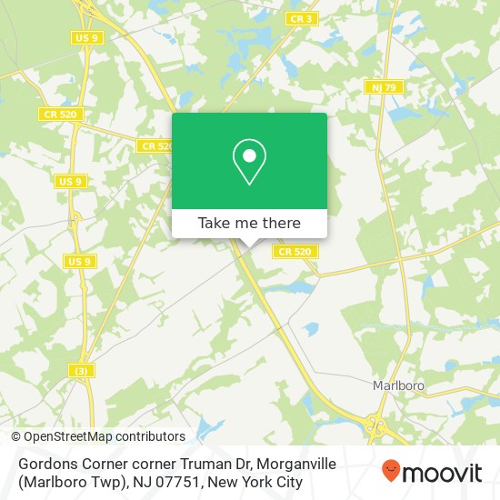 Mapa de Gordons Corner corner Truman Dr, Morganville (Marlboro Twp), NJ 07751