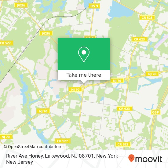 Mapa de River Ave Honey, Lakewood, NJ 08701