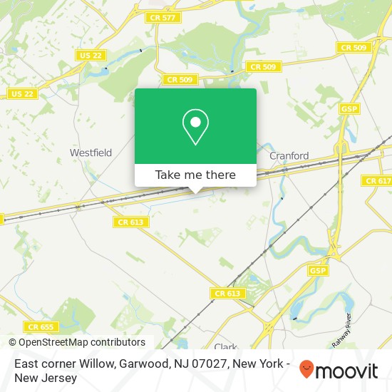 Mapa de East corner Willow, Garwood, NJ 07027