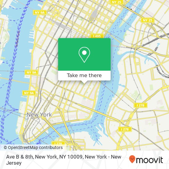 Ave B & 8th, New York, NY 10009 map