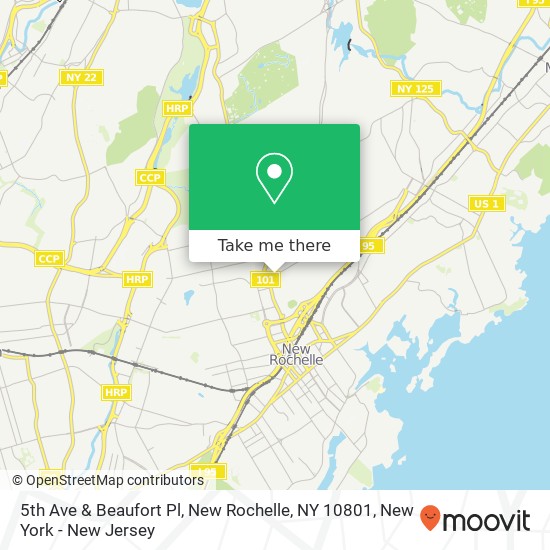 Mapa de 5th Ave & Beaufort Pl, New Rochelle, NY 10801