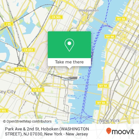 Park Ave & 2nd St, Hoboken (WASHINGTON STREET), NJ 07030 map