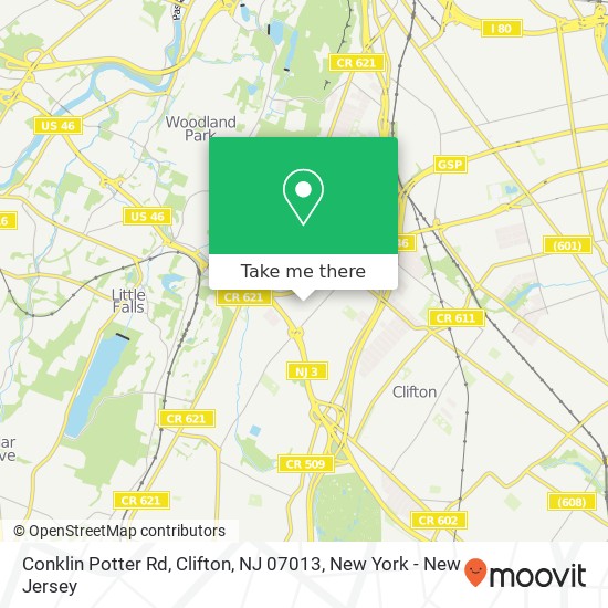 Mapa de Conklin Potter Rd, Clifton, NJ 07013