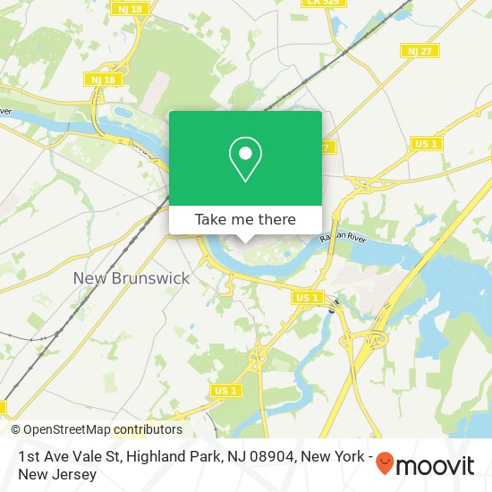 Mapa de 1st Ave Vale St, Highland Park, NJ 08904