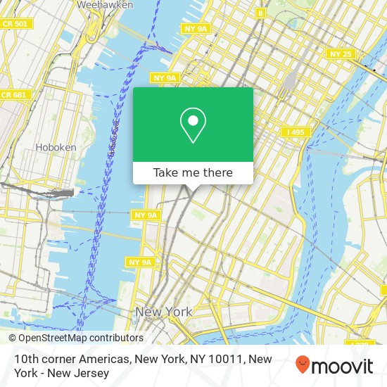 Mapa de 10th corner Americas, New York, NY 10011