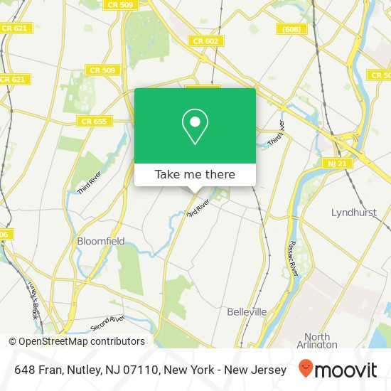 Mapa de 648 Fran, Nutley, NJ 07110