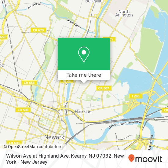 Mapa de Wilson Ave at Highland Ave, Kearny, NJ 07032