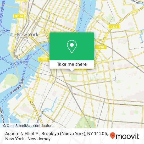 Auburn N Elliot Pl, Brooklyn (Nueva York), NY 11205 map