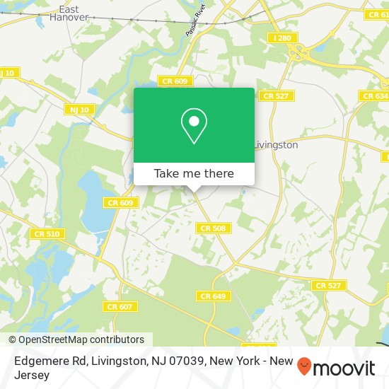 Mapa de Edgemere Rd, Livingston, NJ 07039