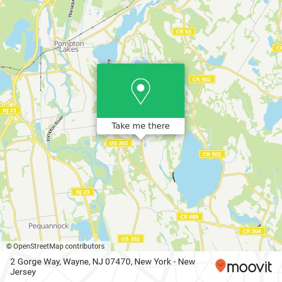 Mapa de 2 Gorge Way, Wayne, NJ 07470