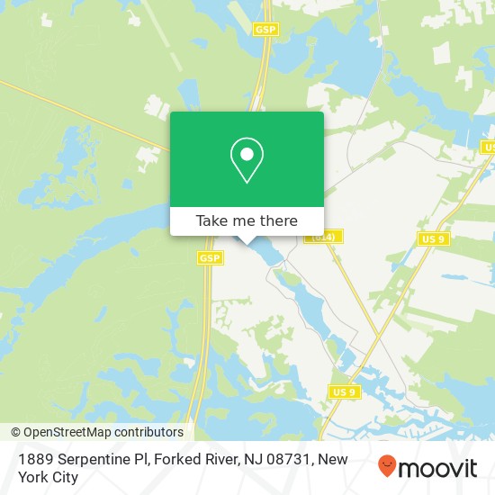 Mapa de 1889 Serpentine Pl, Forked River, NJ 08731