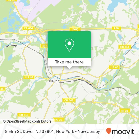 Mapa de 8 Elm St, Dover, NJ 07801