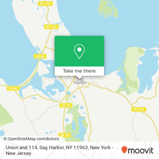 Mapa de Union and 114, Sag Harbor, NY 11963