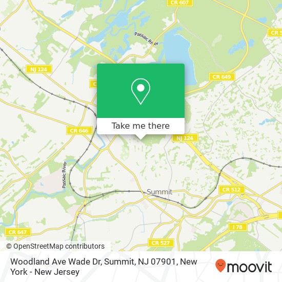 Mapa de Woodland Ave Wade Dr, Summit, NJ 07901