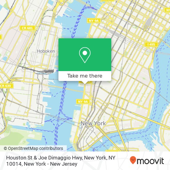 Mapa de Houston St & Joe Dimaggio Hwy, New York, NY 10014