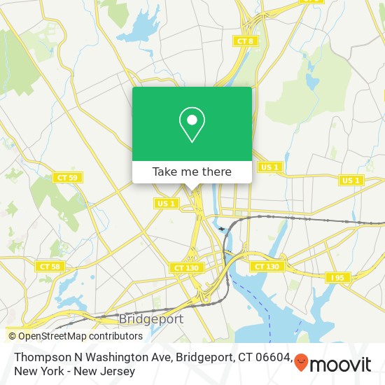 Mapa de Thompson N Washington Ave, Bridgeport, CT 06604