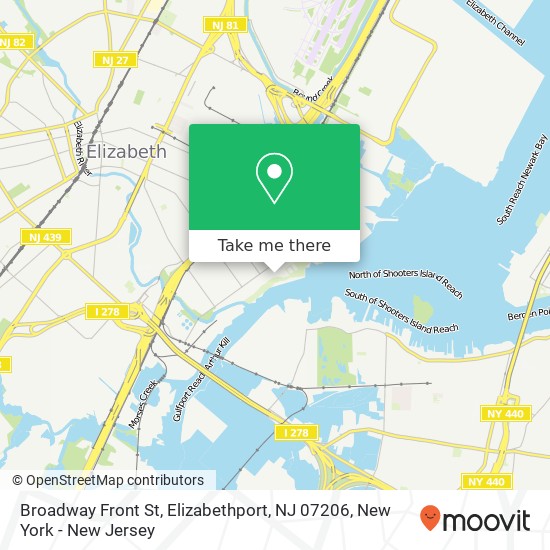 Mapa de Broadway Front St, Elizabethport, NJ 07206