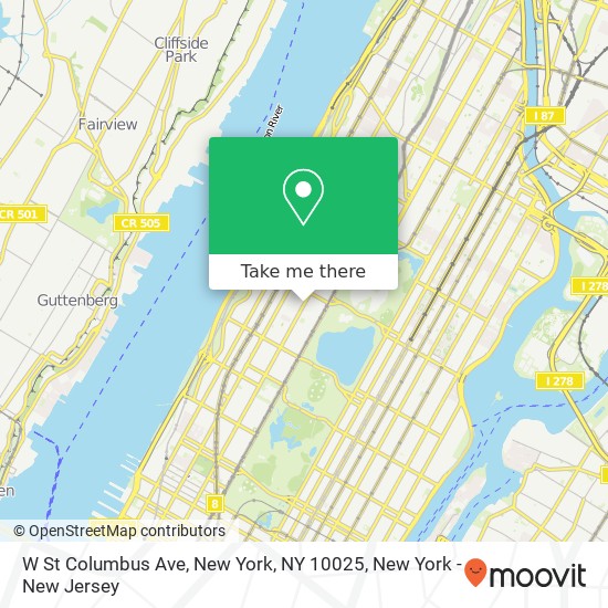 Mapa de W St Columbus Ave, New York, NY 10025
