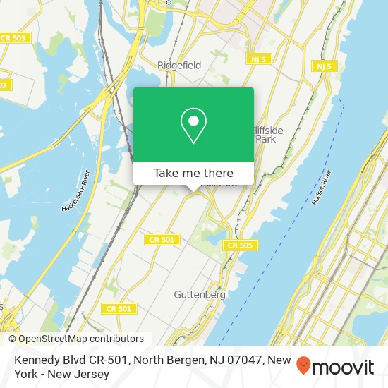 Mapa de Kennedy Blvd CR-501, North Bergen, NJ 07047