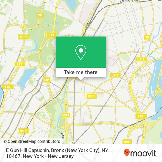Mapa de E Gun Hill Capuchin, Bronx (New York City), NY 10467
