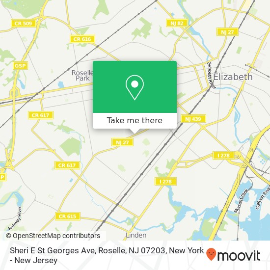 Mapa de Sheri E St Georges Ave, Roselle, NJ 07203