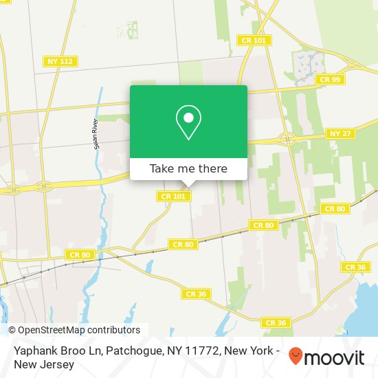 Mapa de Yaphank Broo Ln, Patchogue, NY 11772