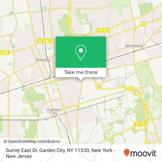 Mapa de Surrey East Dr, Garden City, NY 11530