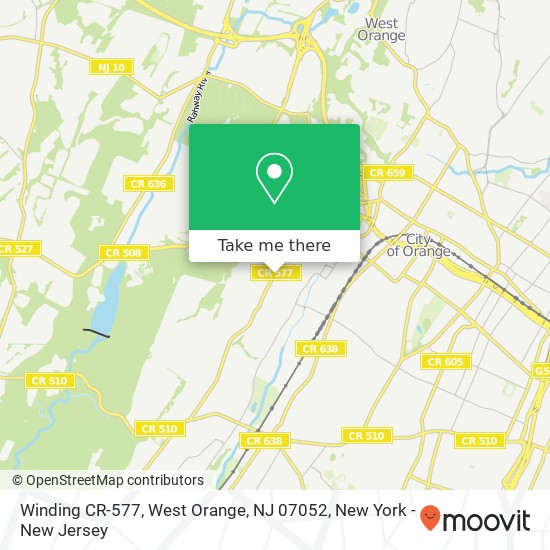 Mapa de Winding CR-577, West Orange, NJ 07052