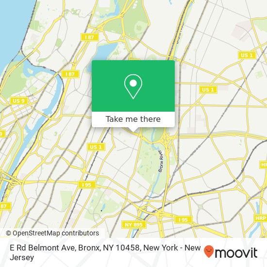 Mapa de E Rd Belmont Ave, Bronx, NY 10458