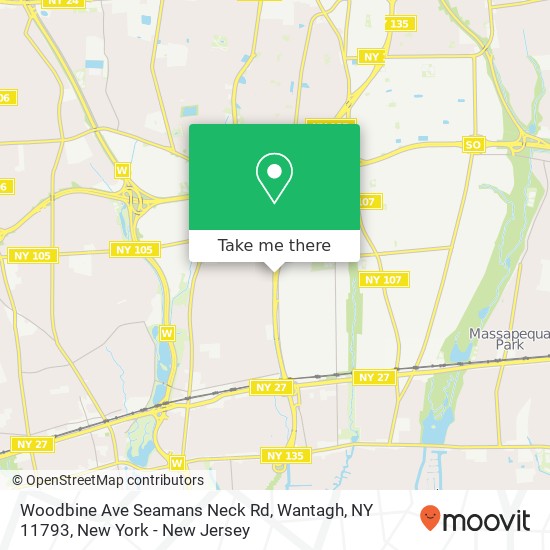 Woodbine Ave Seamans Neck Rd, Wantagh, NY 11793 map