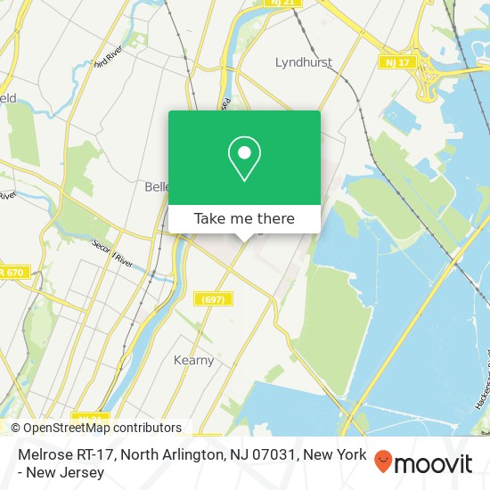 Mapa de Melrose RT-17, North Arlington, NJ 07031