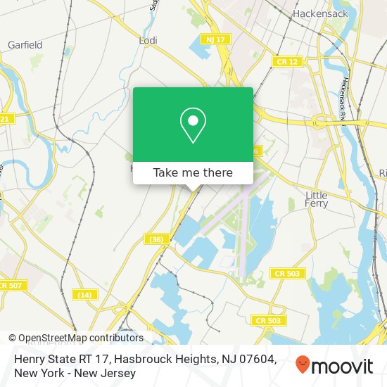 Mapa de Henry State RT 17, Hasbrouck Heights, NJ 07604