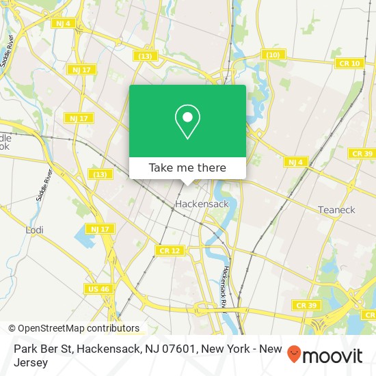 Mapa de Park Ber St, Hackensack, NJ 07601