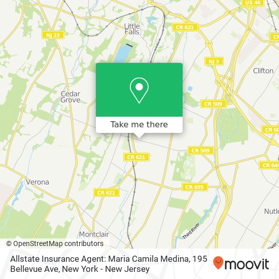 Mapa de Allstate Insurance Agent: Maria Camila Medina, 195 Bellevue Ave