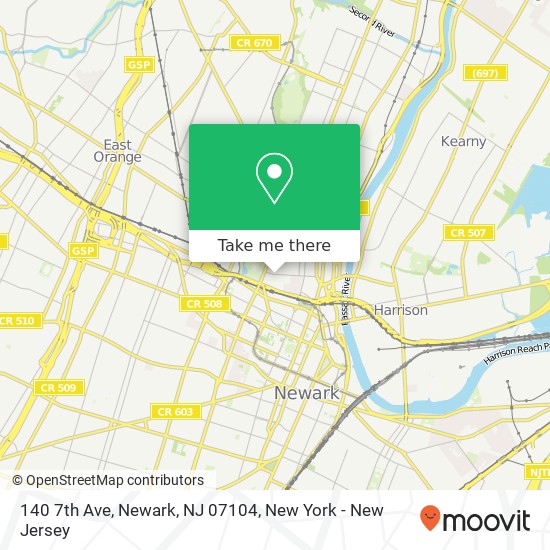 Mapa de 140 7th Ave, Newark, NJ 07104