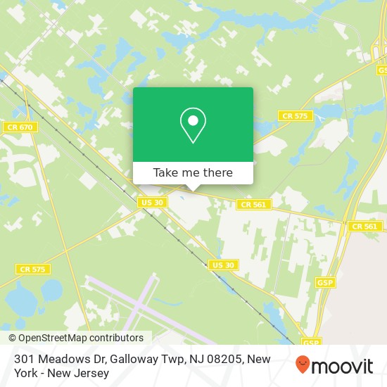 Mapa de 301 Meadows Dr, Galloway Twp, NJ 08205