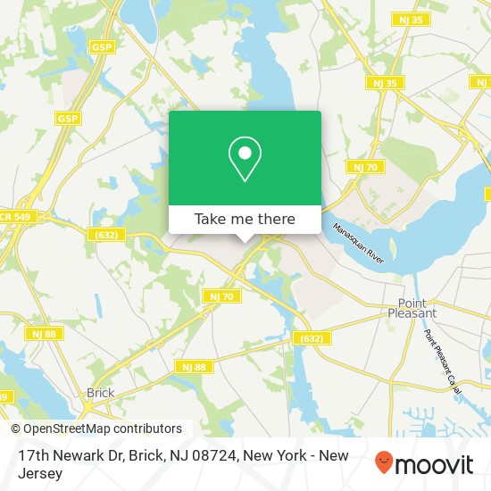 Mapa de 17th Newark Dr, Brick, NJ 08724