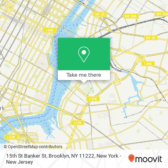Mapa de 15th St Banker St, Brooklyn, NY 11222